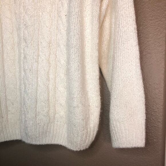 Karen Scott White Cable Knit Mock-Neck Sweater - Picture 4 of 6